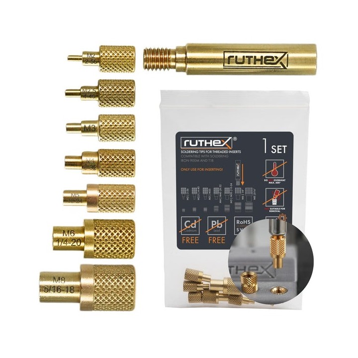 Ruthex Soldering Tips for thread inserts – M2 / M2.5 / M3 / M4 / M5 / M6 / M8