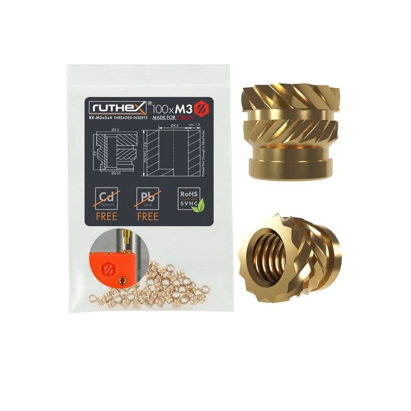 Ruthex M3 threaded insert for VORON – Rx-M3x5x4 - 100 pcs Ruthex M3 threaded insert for VORON – Rx-M3x5x4 - 100 pcs
